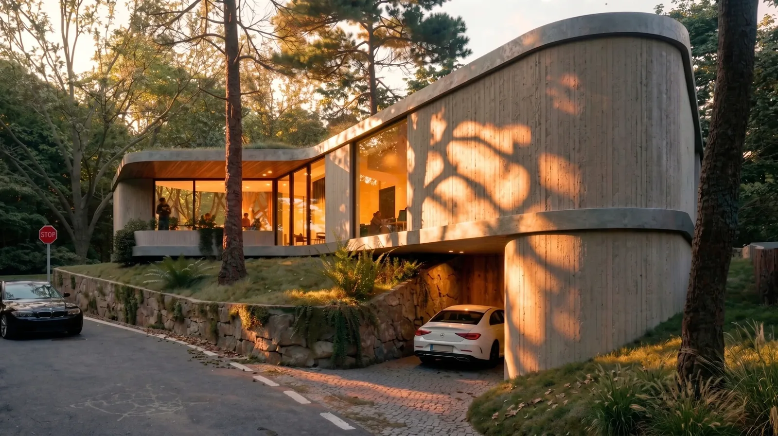 Vista exterior da Casa do Pinhal, residência privada em Guimarães