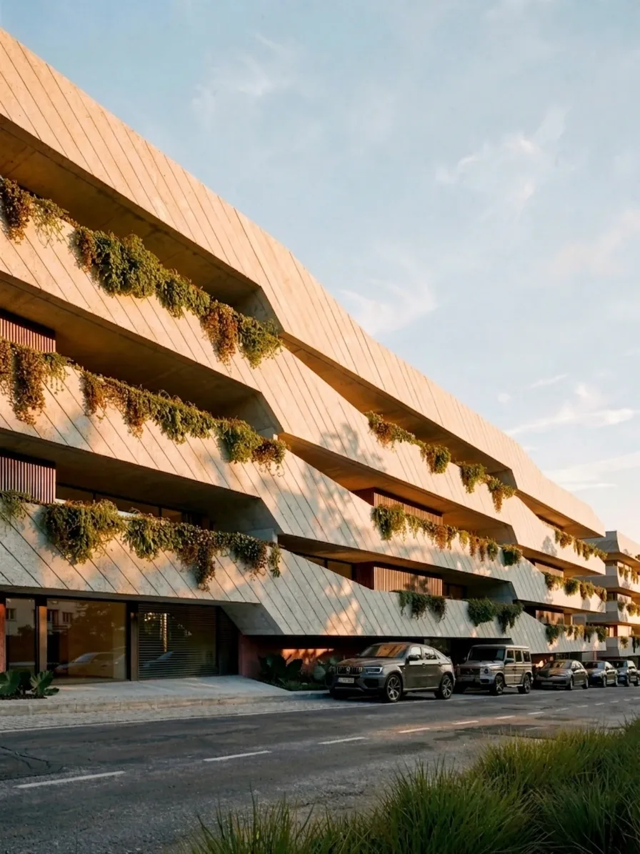 Fachada do edifício S. Torcato, habitação colectiva em Guimarães